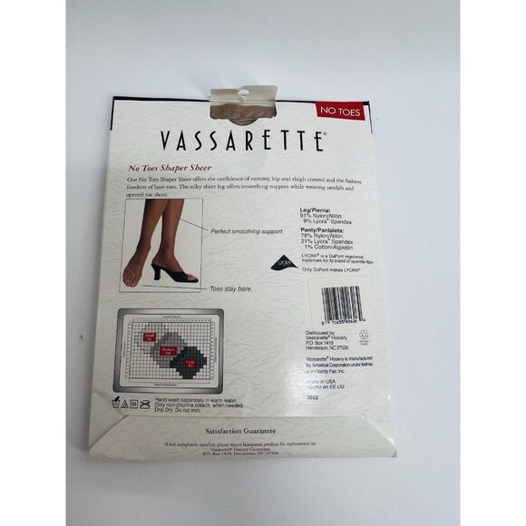Vassarette Body Curves Shaper Sheer No Toes Nude Long 3340 Lycra VTG Pantyhose - Picture 5 of 8